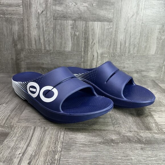 OOFOS 1500 OOahh Men size 9/Euro 42 Navy Matrix Comfort Slides - Picture 5 of 8